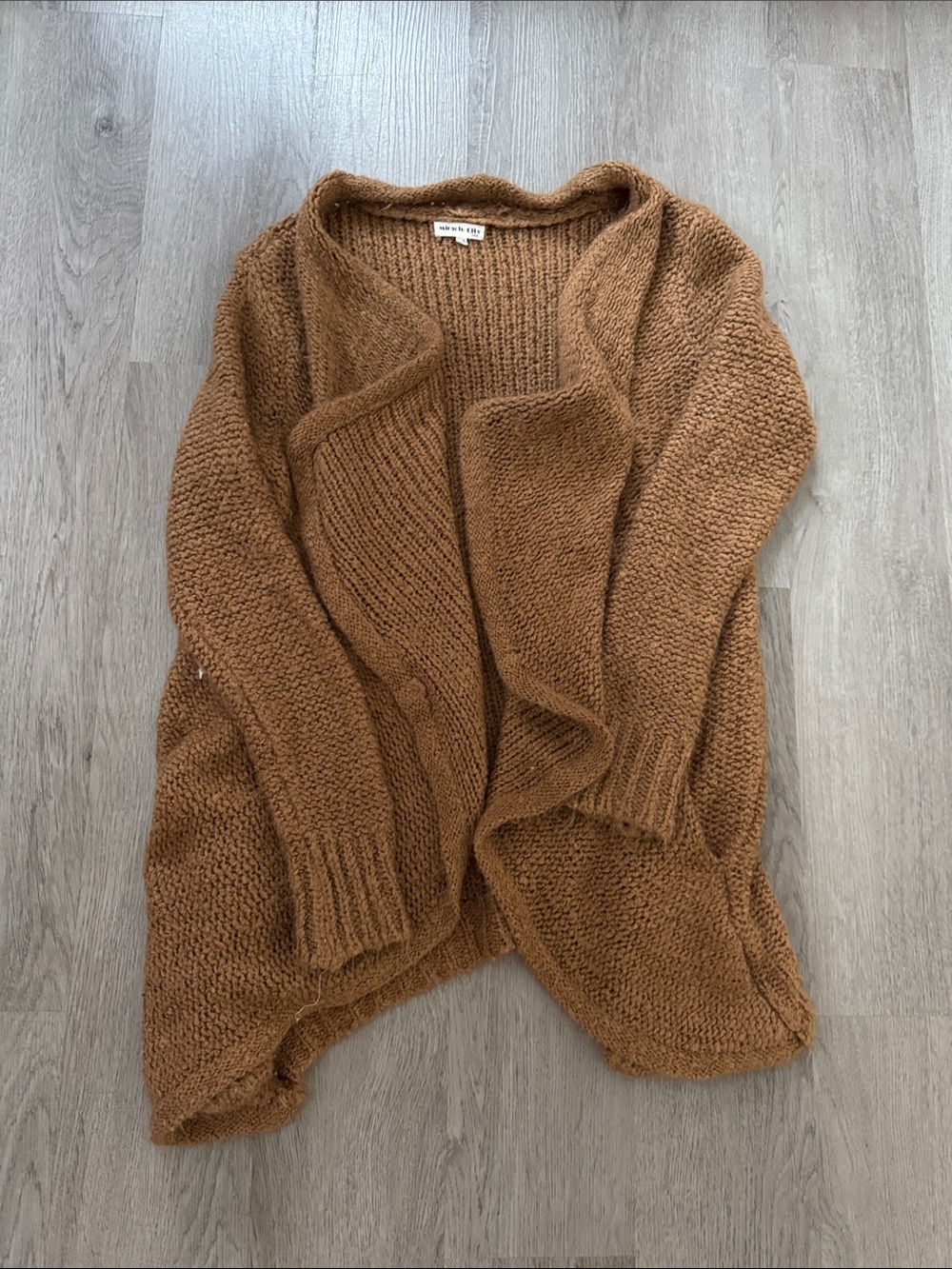 Soft Open-Front Camel Brown Women's Knit Cardigan